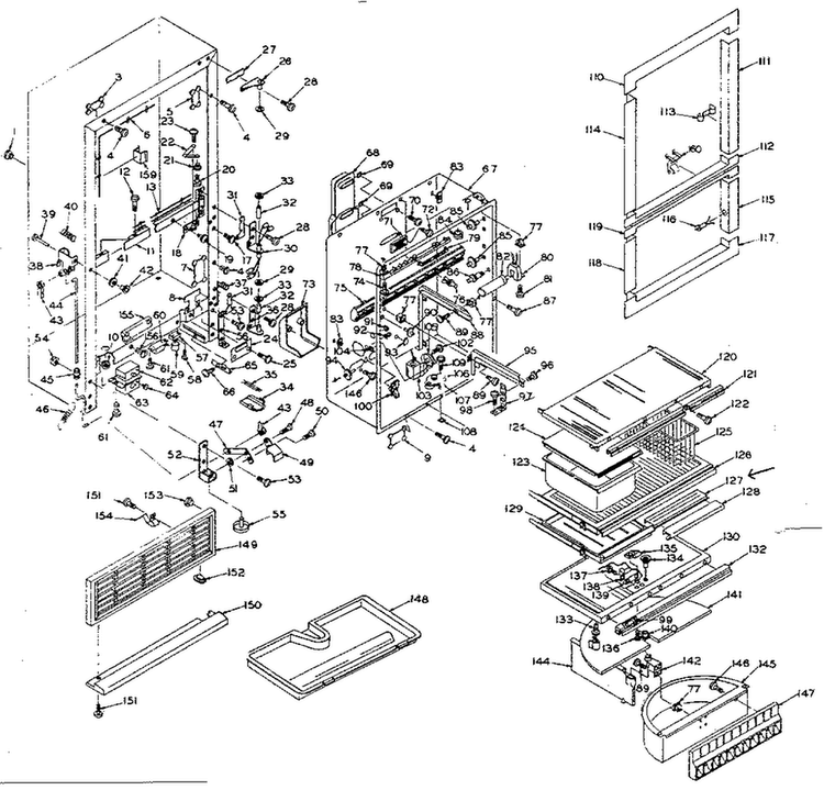 Cabinet Parts Diagram and Parts List for 106R14GY1  Kenmore Refrigerator