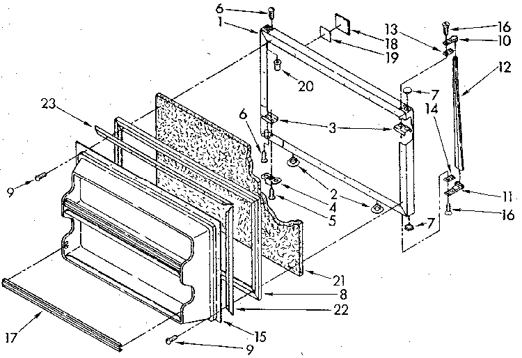 Freezer Door Diagram and Parts List for ET18NKXSN04  Whirlpool Refrigerator