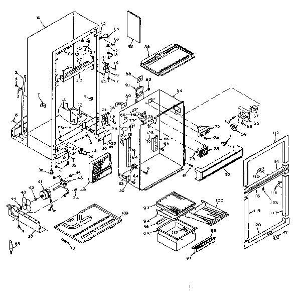 Cabinet Parts Diagram and Parts List for 106W16DL  Kenmore Refrigerator