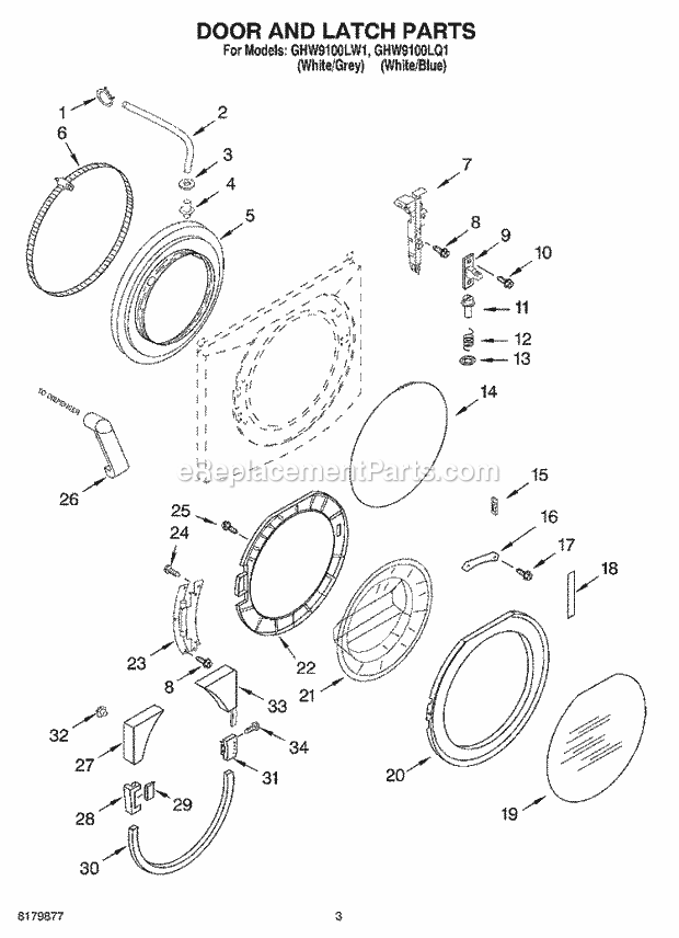 SECTION Diagram and Parts List for  Whirlpool Washer