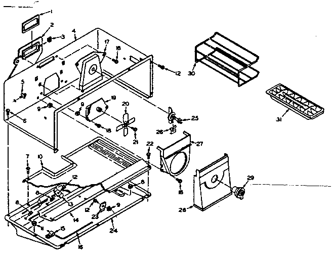 Freezer Parts Diagram and Parts List for 106T16EL1  Kenmore Refrigerator