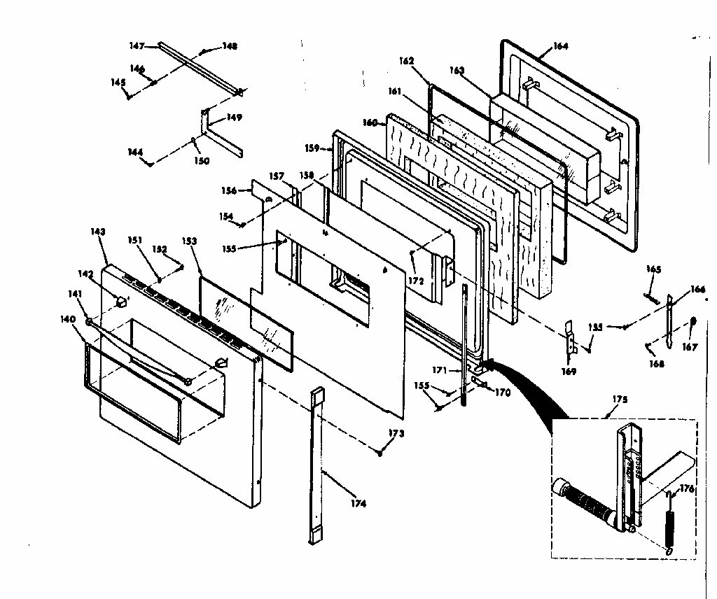 Oven Door Diagram and Parts List for 8504237320  Kenmore Range