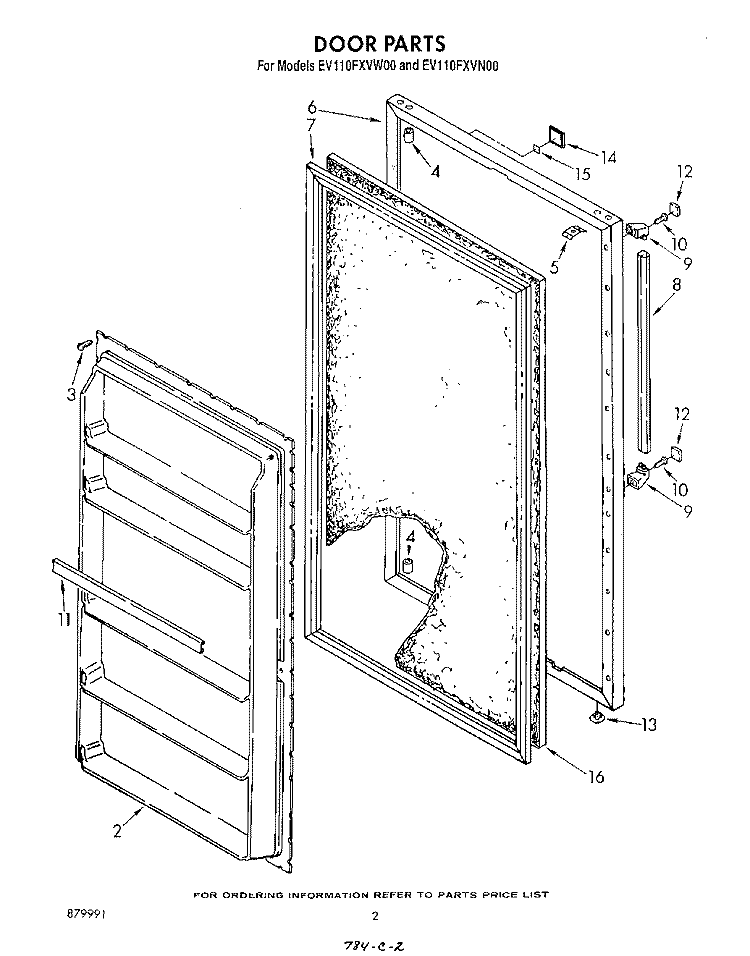 DOOR , LIT/OPTIONAL Diagram and Parts List for EV110FXVN00  Whirlpool Refrigerator