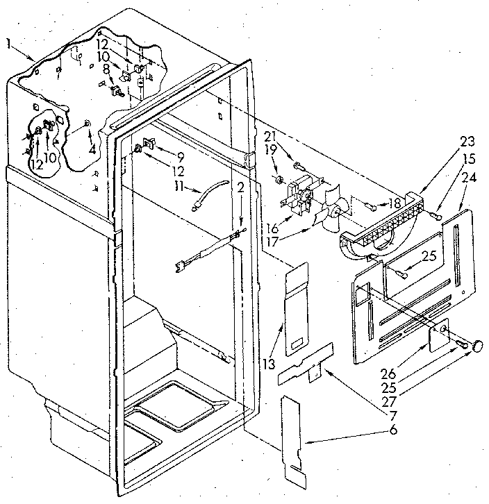 Liner Diagram and Parts List for ET18GKXSG0A  Whirlpool Refrigerator