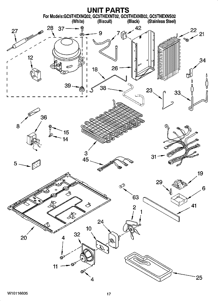 UNIT PARTS Diagram and Parts List for GC5THEXNS02  Whirlpool Refrigerator