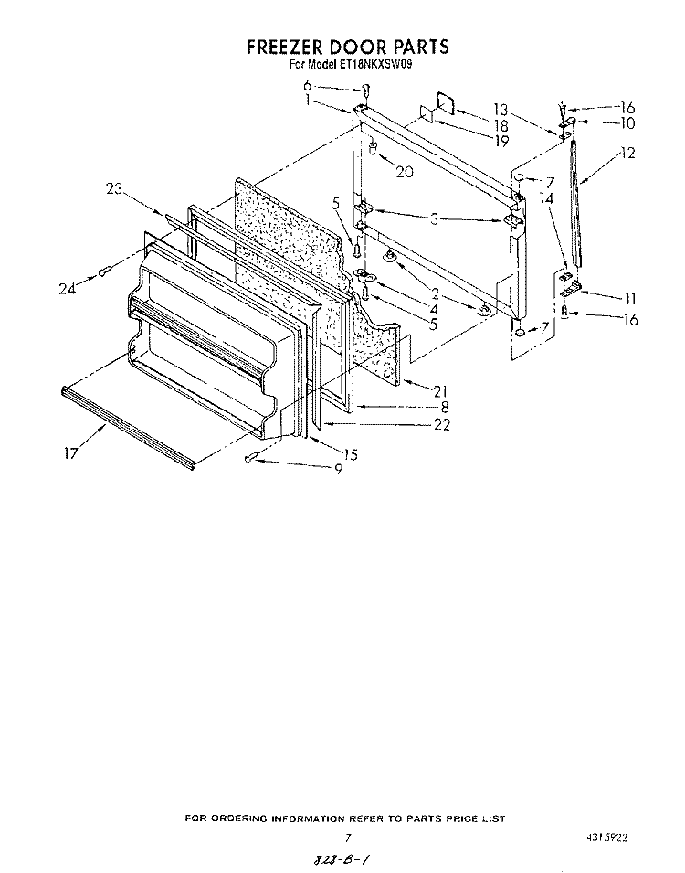 FREEZER DOOR Diagram and Parts List for ET18NKXSW09  Whirlpool Refrigerator