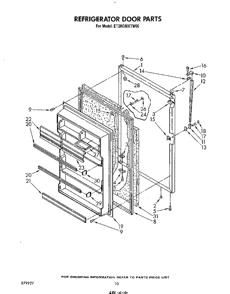 REFRIGERATOR DOOR Diagram and Parts List for ET20GMXTW00  Whirlpool Refrigerator