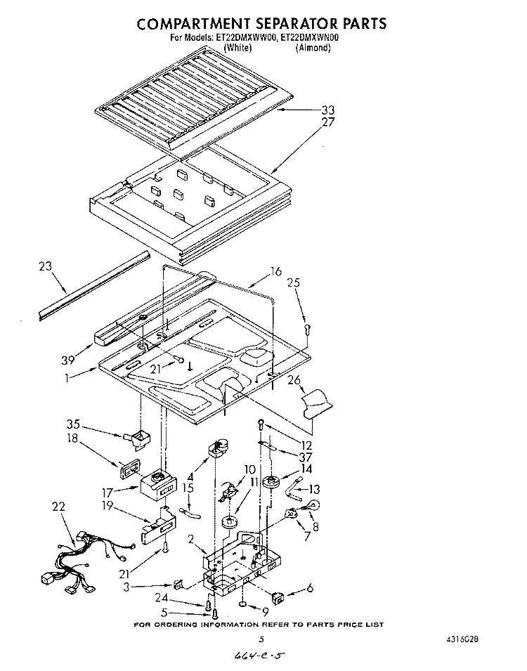 COMPARTMENT SEPARATOR Diagram and Parts List for ET22DMXWW00  Whirlpool Refrigerator