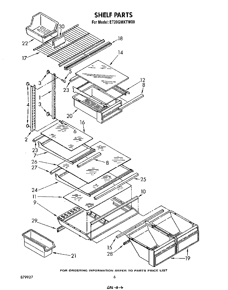 SHELF Diagram and Parts List for ET20GMXTW00  Whirlpool Refrigerator