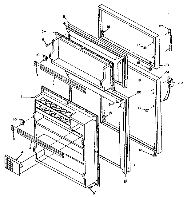 Door Parts Diagram and Parts List for 106W14BL  Kenmore Refrigerator