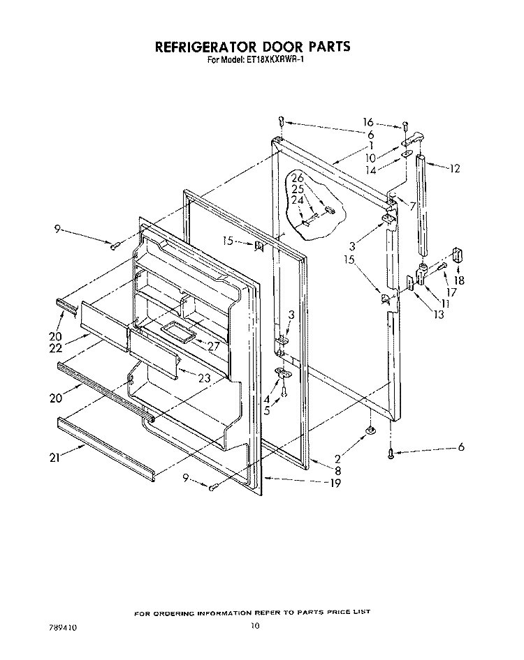 REFRIGERATOR DOOR, LIT/OPTIONAL Diagram and Parts List for ET18XKXRWR1  Whirlpool Refrigerator