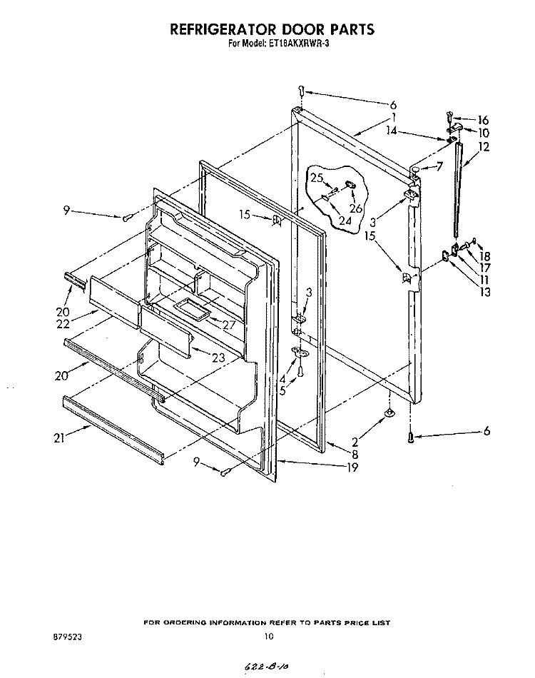 REFRIGERATOR DOOR , NOT INCLUDED AN Diagram and Parts List for ET18AKXRWR3  Whirlpool Refrigerator