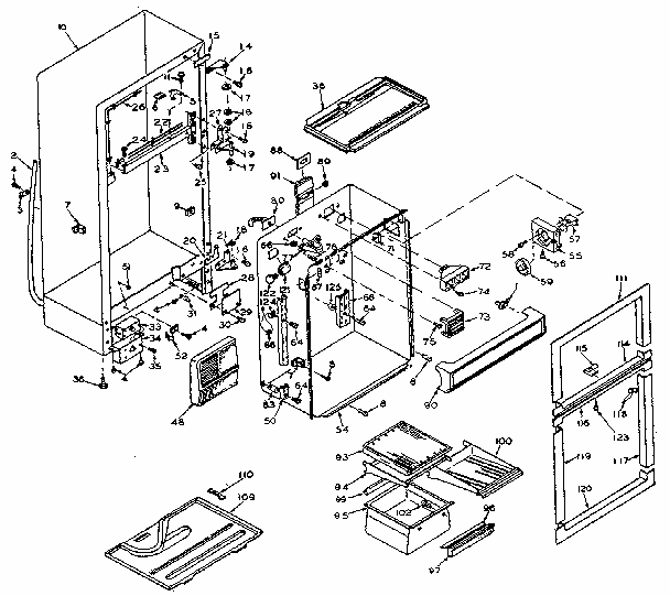 Cabinet Parts Diagram and Parts List for 106W14D2  Kenmore Refrigerator