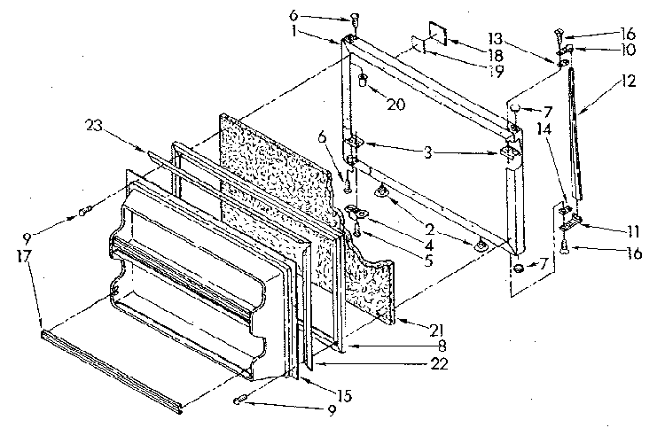 Freezer Door Diagram and Parts List for ET18JKXSN04  Whirlpool Refrigerator