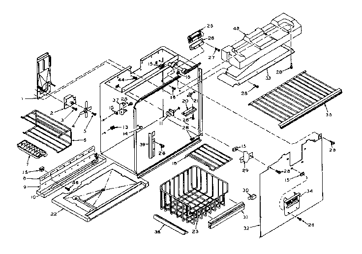 Freezer Section Parts Diagram and Parts List for 106W16G  Kenmore Refrigerator