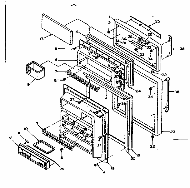 Door Parts Diagram and Parts List for 106T16EL  Kenmore Refrigerator