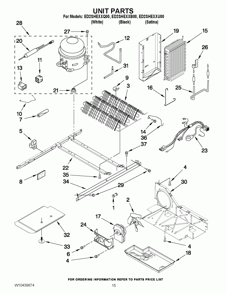 UNIT PARTS Diagram and Parts List for  Whirlpool Refrigerator
