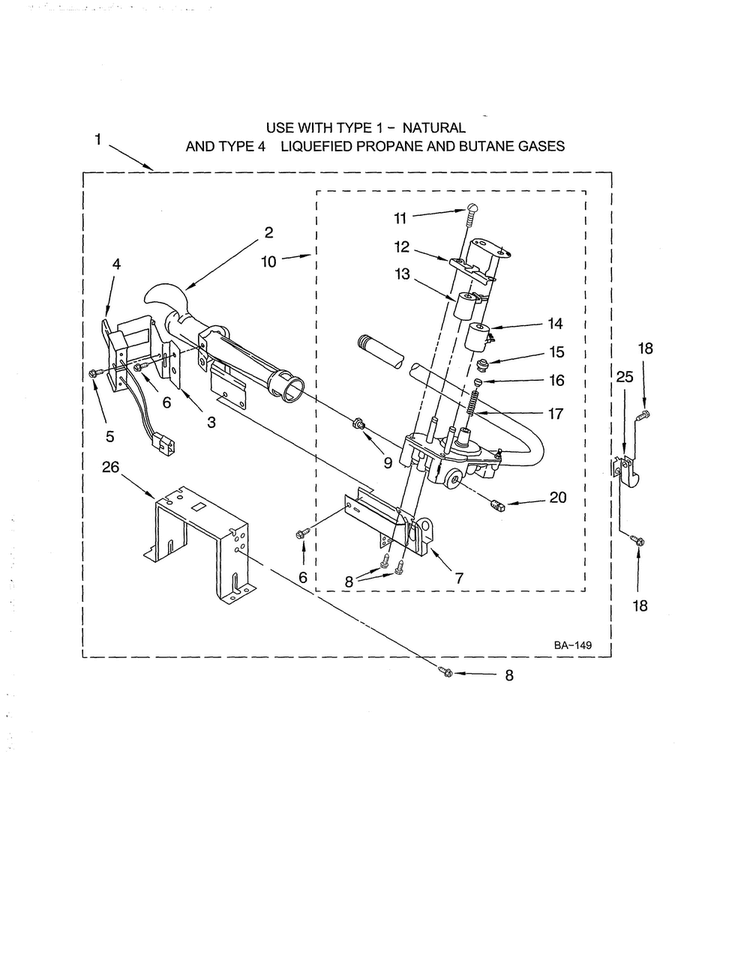 8318276 Burner Diagram and Parts List for 11094836202  Kenmore Dryer