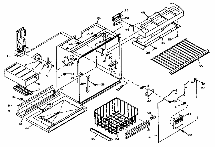 Freezer Section Parts Diagram and Parts List for 106W14GL5  Kenmore Refrigerator
