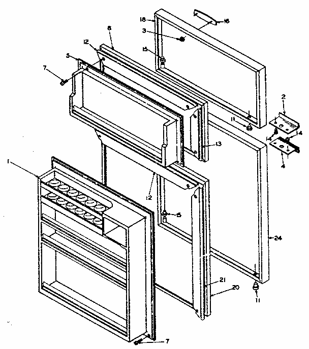 Door Parts Diagram and Parts List for 106W14BA1  Kenmore Refrigerator