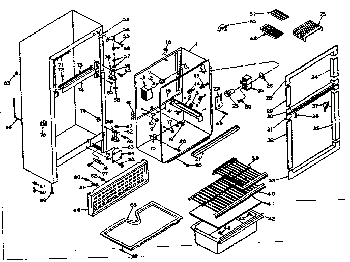 Cabinet Parts Diagram and Parts List for 106U12DA  Kenmore Refrigerator