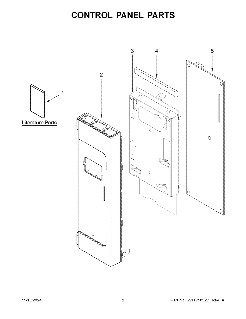 02 - Control Panel Parts Diagram and Parts List for  Whirlpool Microwave