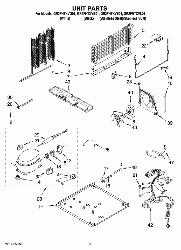 UNIT PARTS Diagram and Parts List for GR2FHTXVL01  Whirlpool Refrigerator