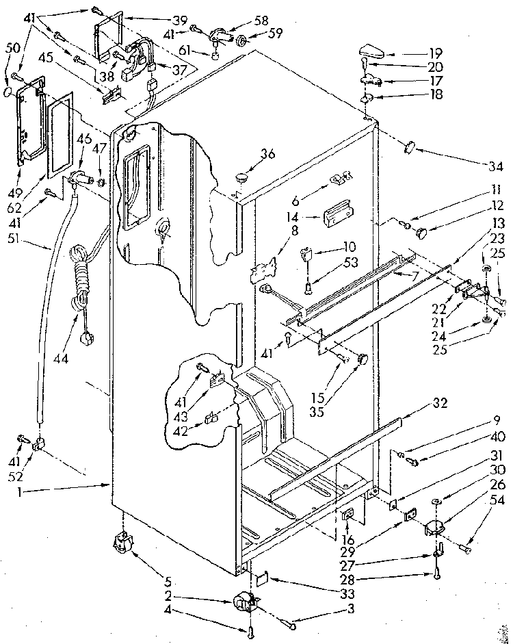 Cabinet Diagram and Parts List for ET18GKXSN05  Whirlpool Refrigerator
