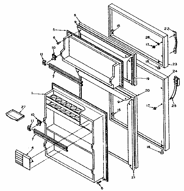 Door Parts Diagram and Parts List for 106W12DL  Kenmore Refrigerator