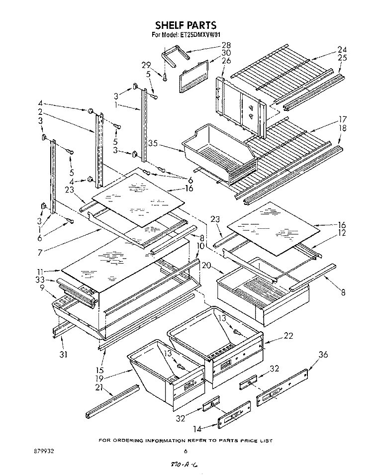 SHELF , LIT/OPTIONAL Diagram and Parts List for ET25DMXVF01  Whirlpool Refrigerator