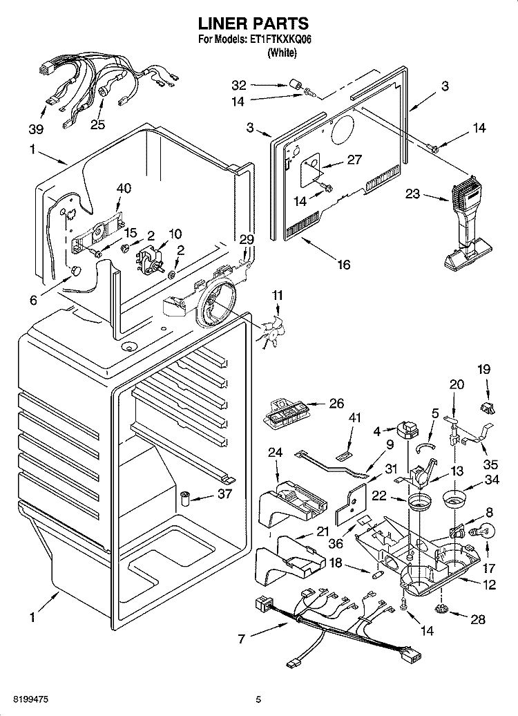 LINER PARTS Diagram and Parts List for ET1FTKXKQ06  Whirlpool Refrigerator