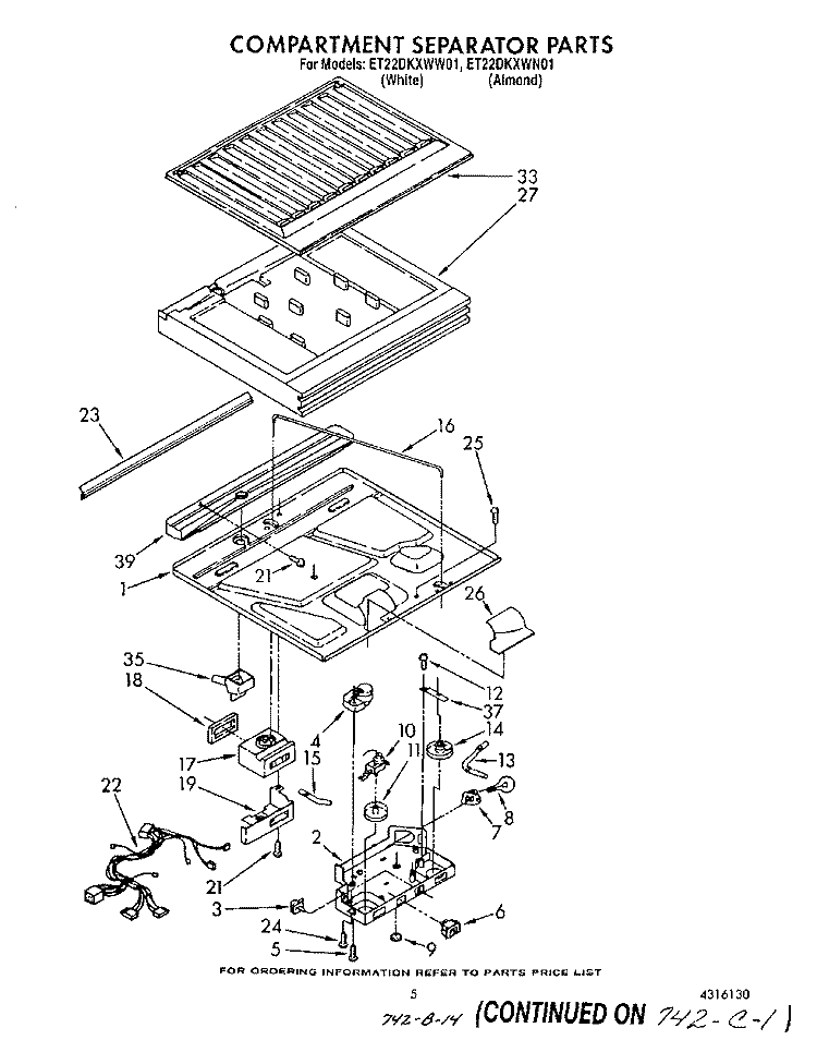 COMPARTMENT SEPARATOR Diagram and Parts List for ET22DKXWW01  Whirlpool Refrigerator