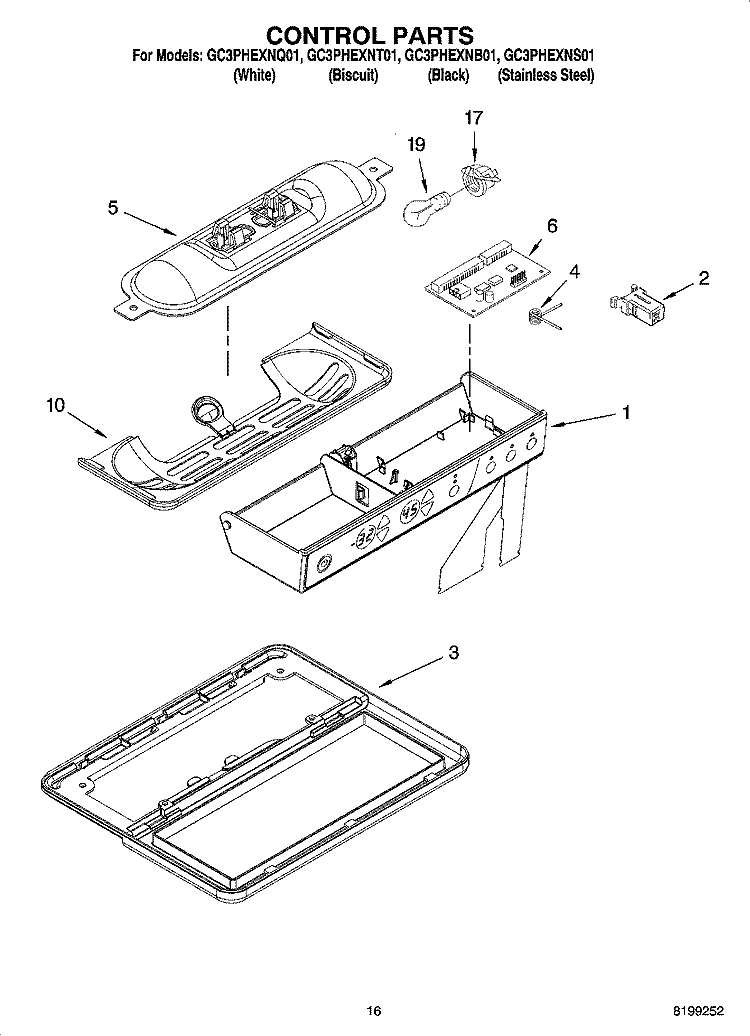 CONTROL PARTS Diagram and Parts List for GC3PHEXNB01  Whirlpool Refrigerator