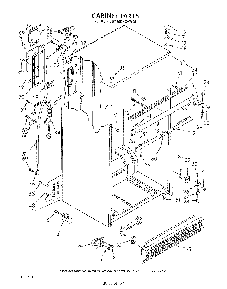 CABINET Diagram and Parts List for ET20DKXVG05  Whirlpool Refrigerator