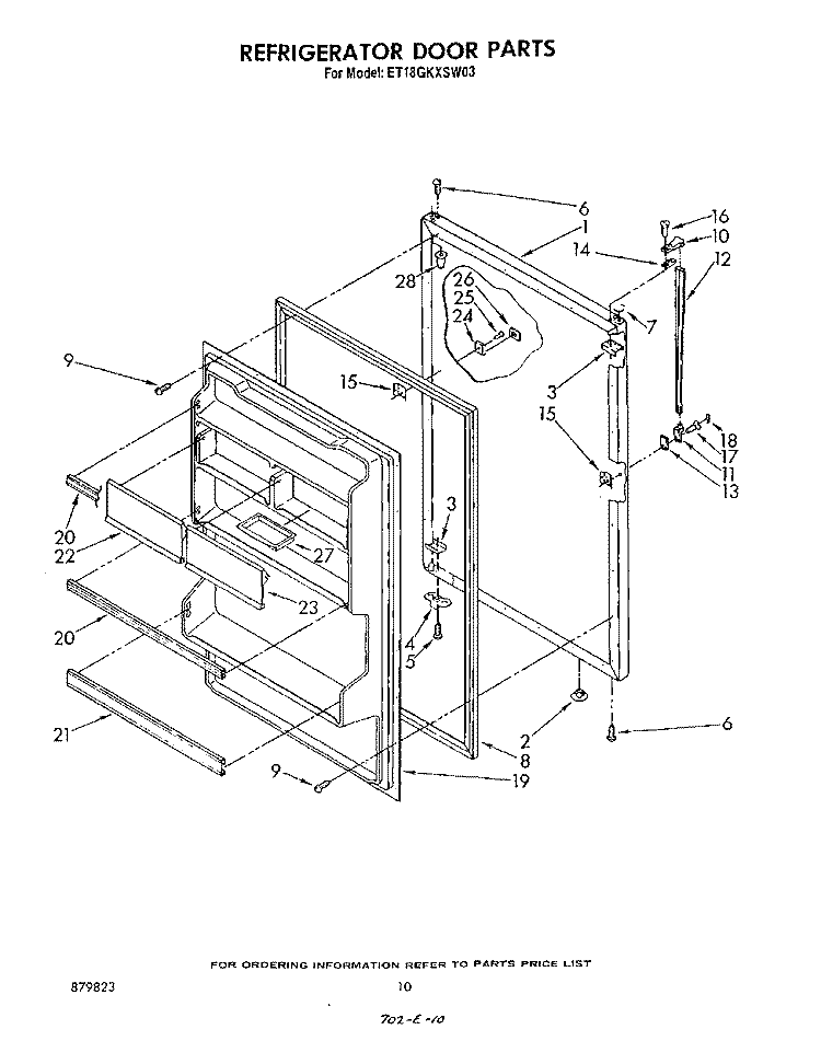 REFRIGERATOR DOOR, LIT/OPTIONAL Diagram and Parts List for ET18GKXSW03  Whirlpool Refrigerator