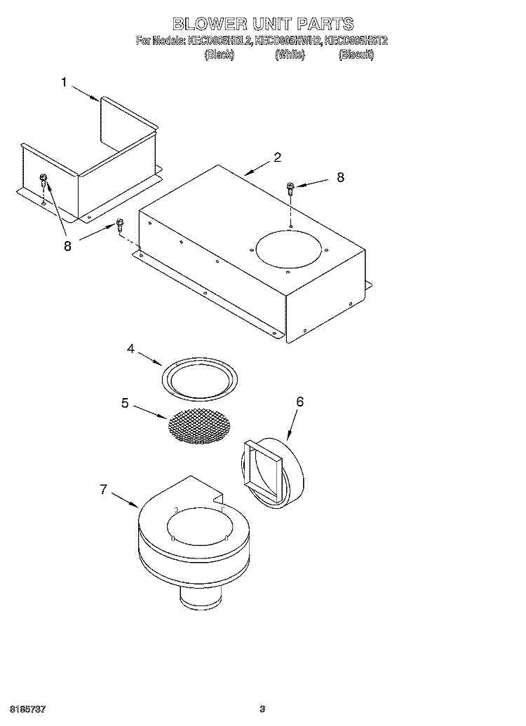 SECTION Diagram and Parts List for KECD805HWH2  KitchenAid Cooktop