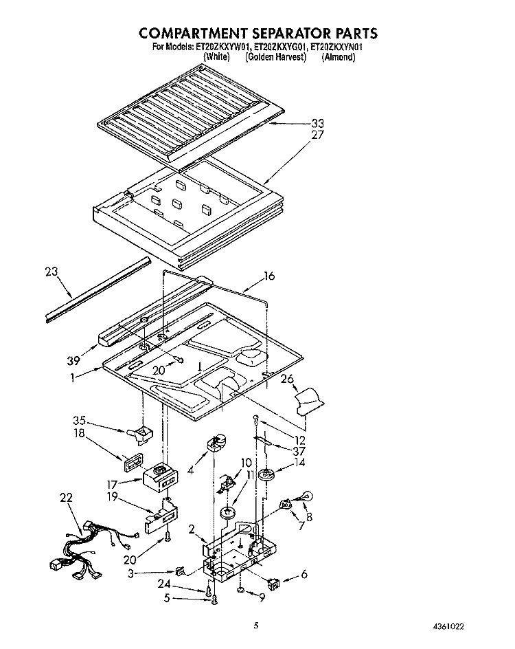 COMPARTMENT SEPARATOR Diagram and Parts List for ET20ZKXYN01  Whirlpool Refrigerator
