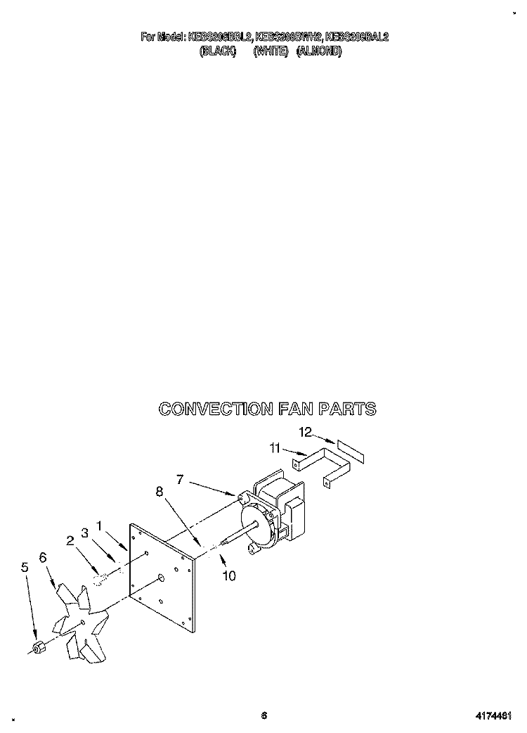 CONVECTION FAN Diagram and Parts List for KEBS208BBL2  KitchenAid Wall Oven