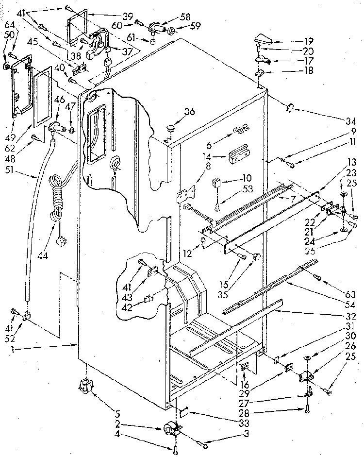 Cabinet Diagram and Parts List for ET18GKXSG03  Whirlpool Refrigerator