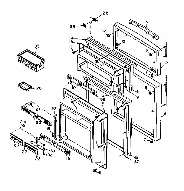 Refrigerator Door Parts Diagram and Parts List for 106U16EL1  Kenmore Refrigerator