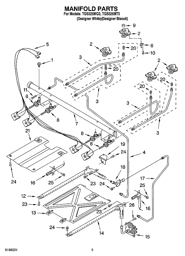 MANIFOLD PARTS Diagram and Parts List for TGS325MQ3  Estate Range