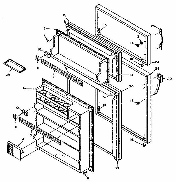 Door Parts Diagram and Parts List for 106W14BIML5  Kenmore Refrigerator