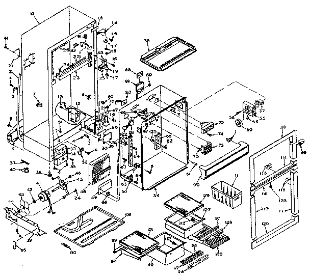 Cabinet Parts Diagram and Parts List for 106W14EIM1  Kenmore Refrigerator