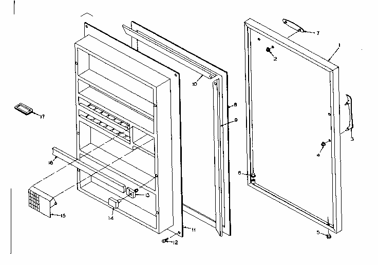 Door Parts Diagram and Parts List for 106T13A  Kenmore Refrigerator