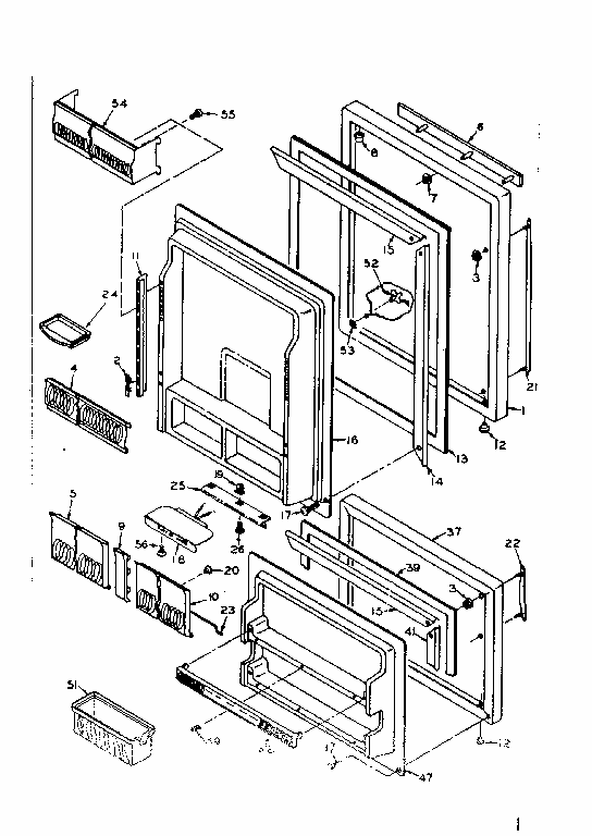 Refrigerator Door Parts Diagram and Parts List for 106U16G  Kenmore Refrigerator