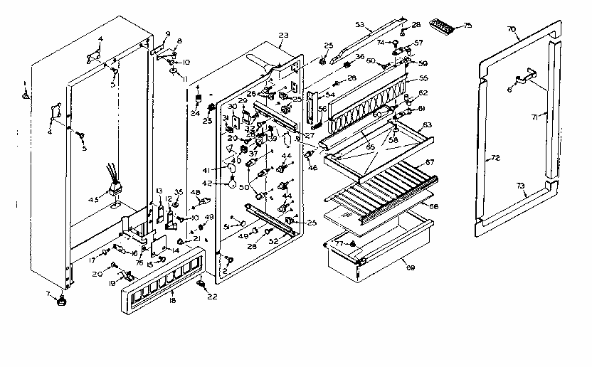 Cabinet Parts Diagram and Parts List for 106T11AL1  Kenmore Refrigerator