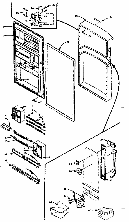 Refrigerator Door Parts Diagram and Parts List for 106M12CSL-F  Kenmore Refrigerator