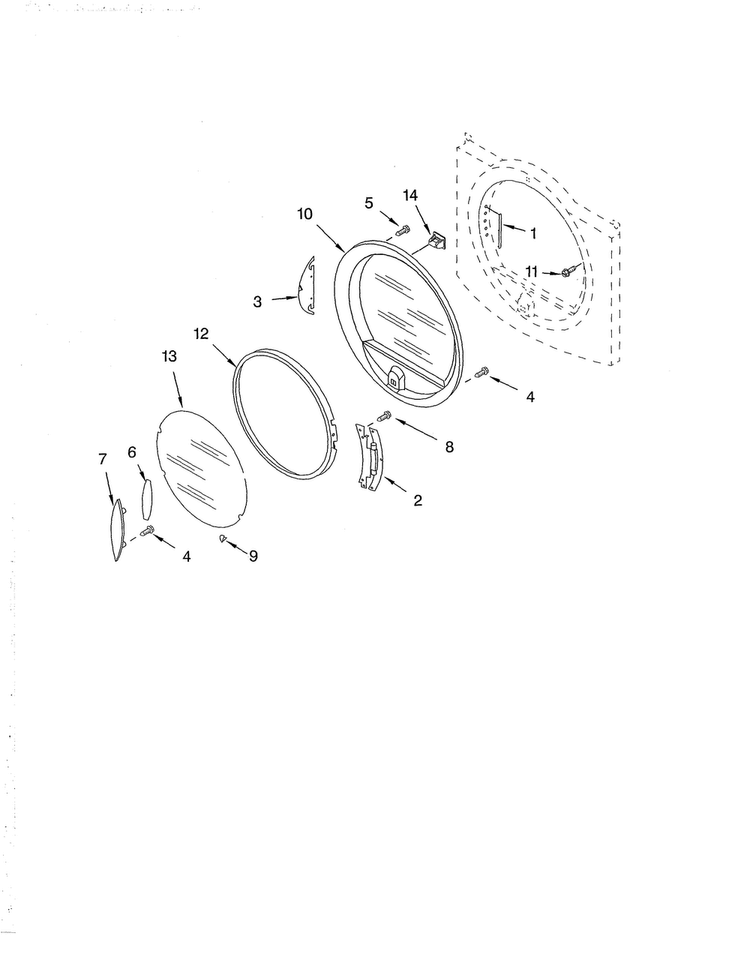 Door Diagram and Parts List for 11094836202  Kenmore Dryer