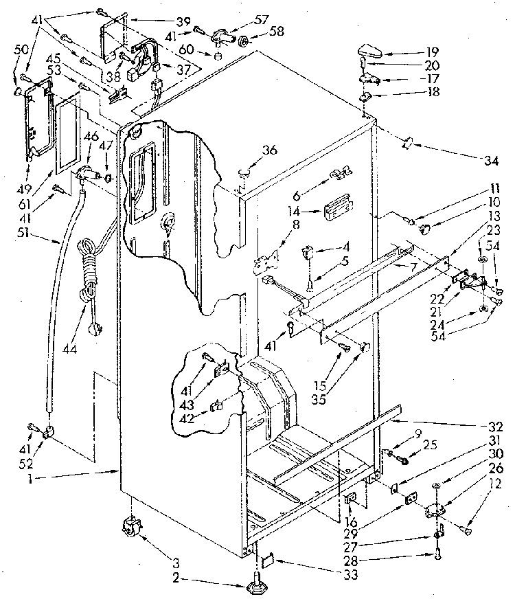 Cabinet Diagram and Parts List for ET18JKXSN04  Whirlpool Refrigerator