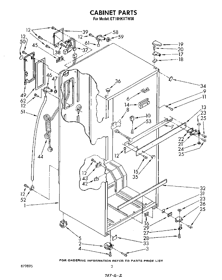 CABINET Diagram and Parts List for ET18HKXTG00  Whirlpool Refrigerator